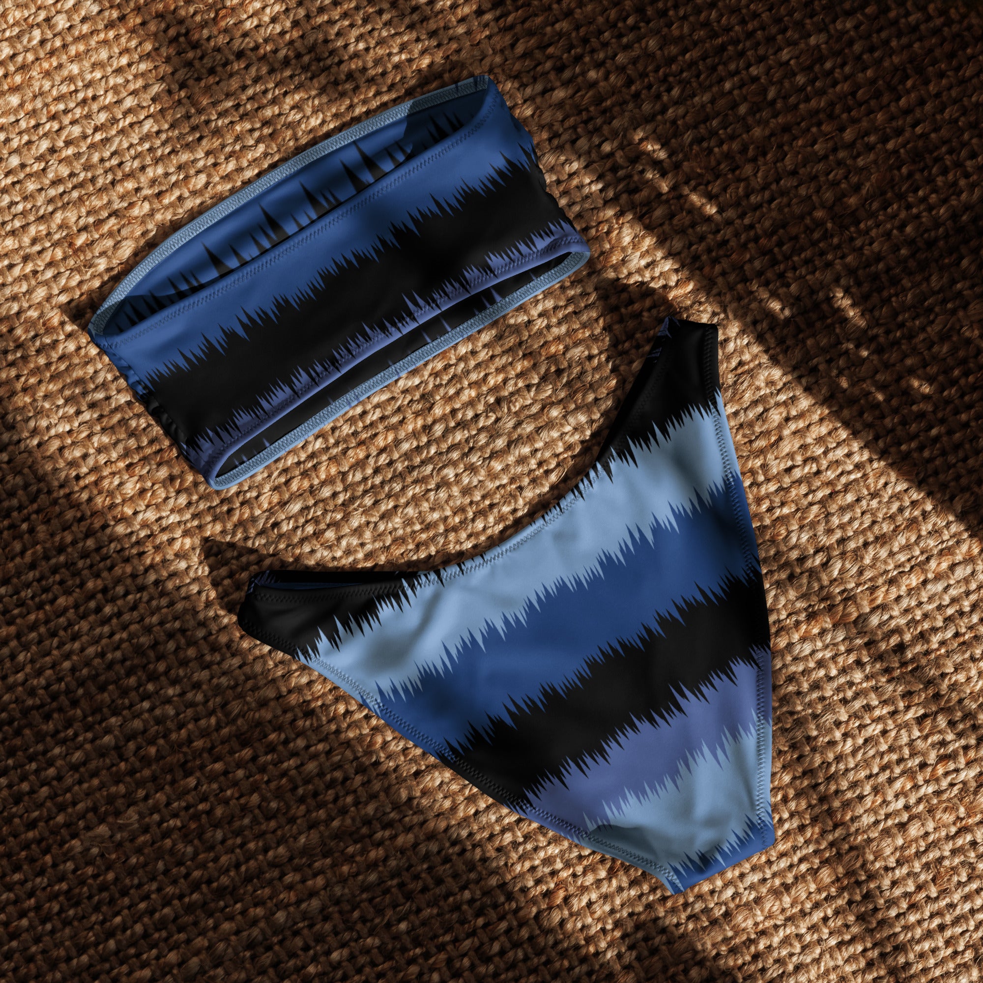 Blues and Black Recycled Bandeau Bikini