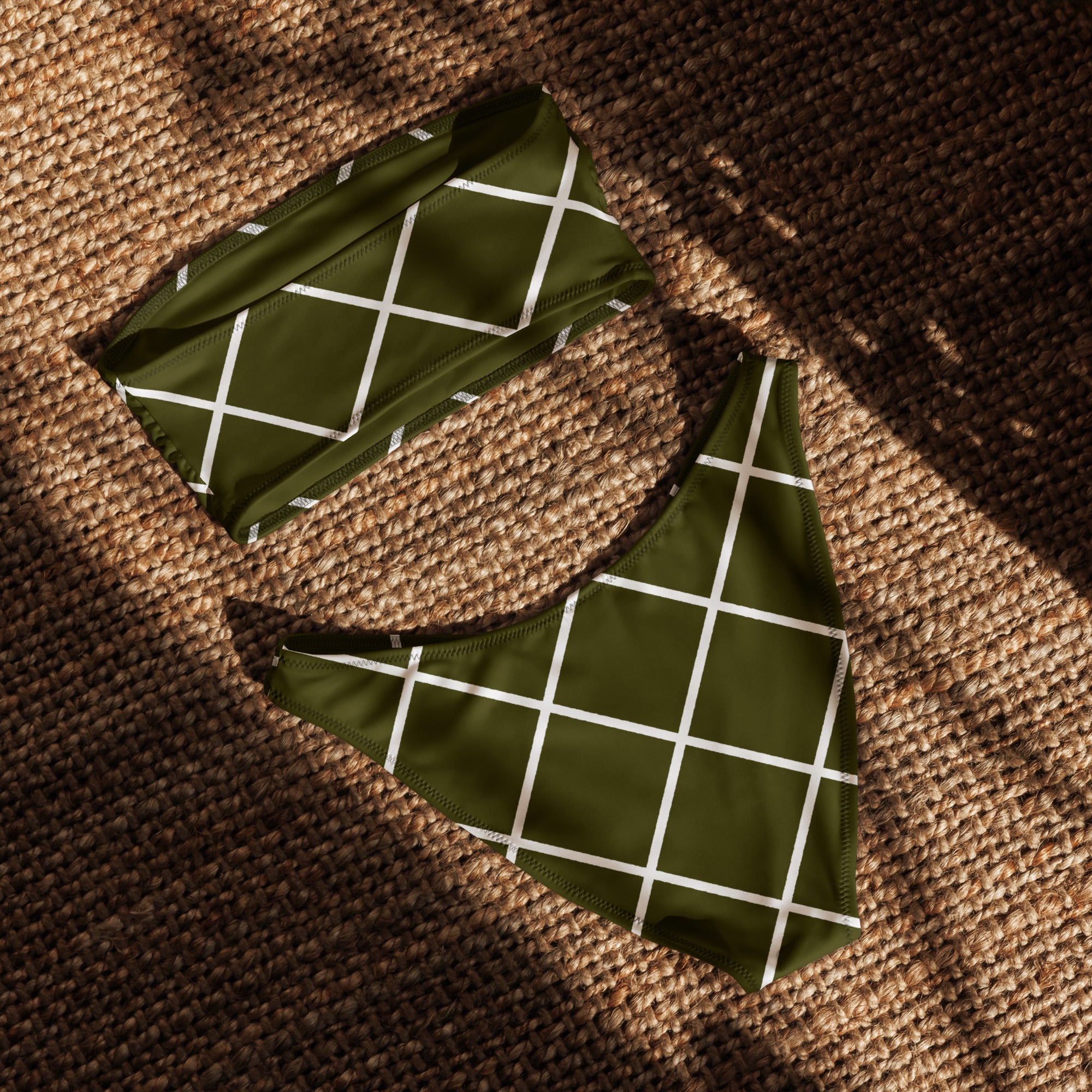 Olive Green Love Recycled Bandeau Bikini