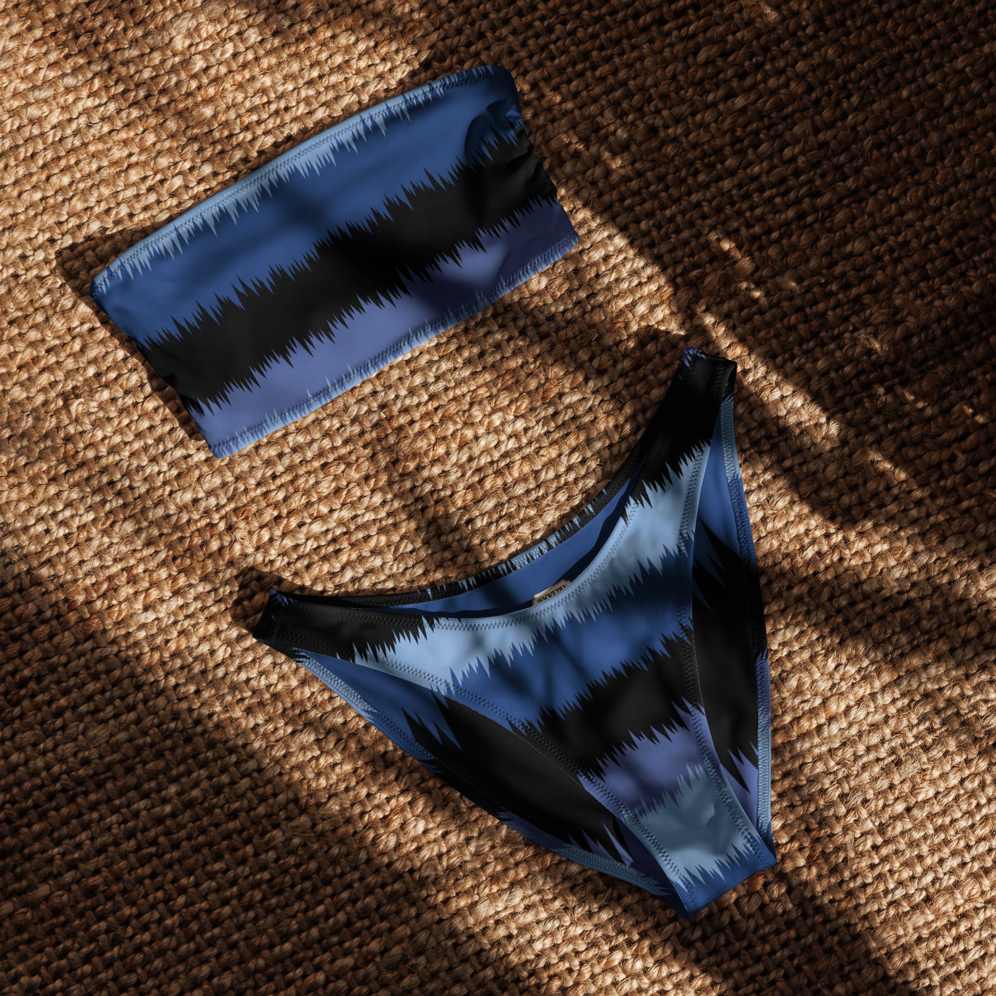 Blues and Black Recycled Bandeau Bikini