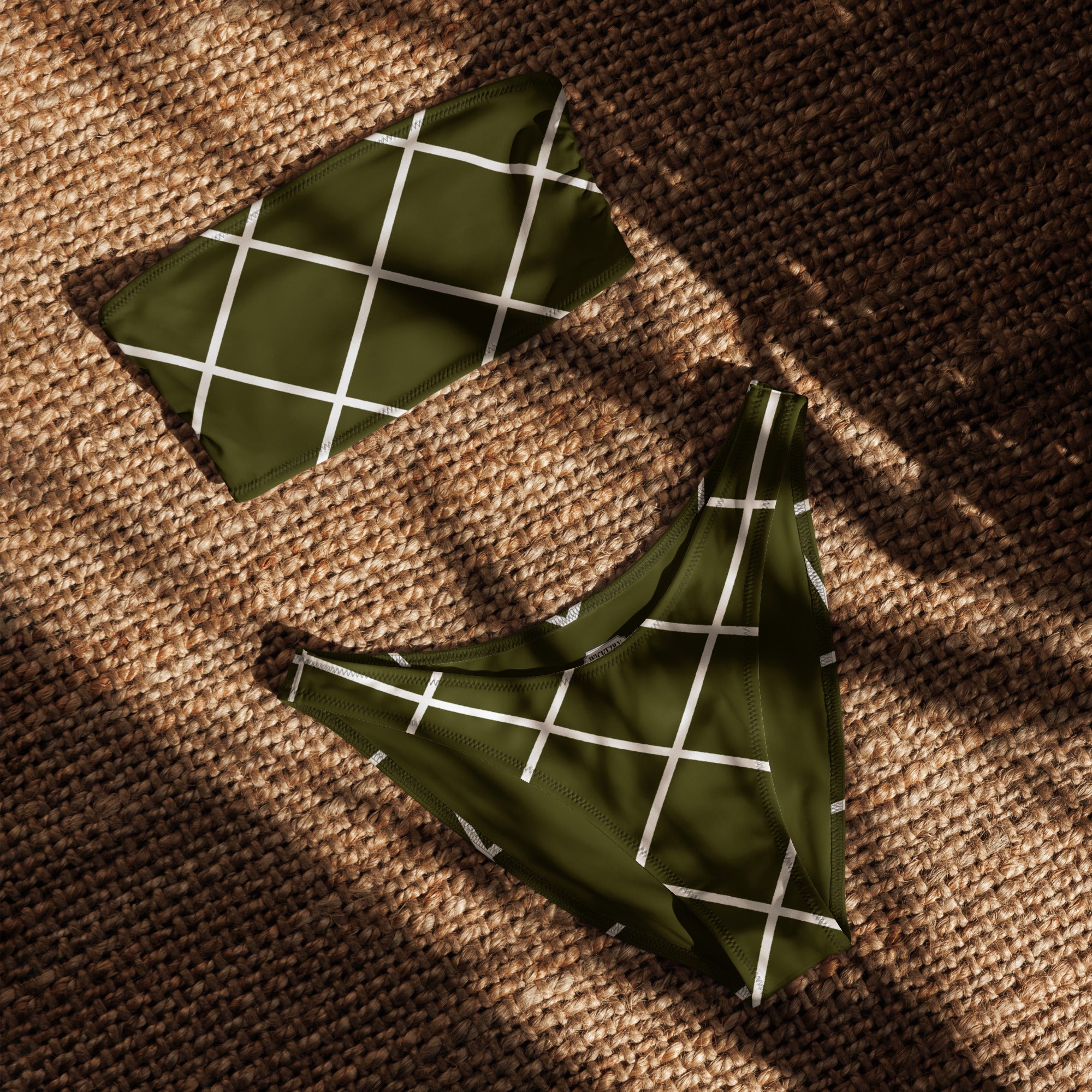 Olive Green Love Recycled Bandeau Bikini