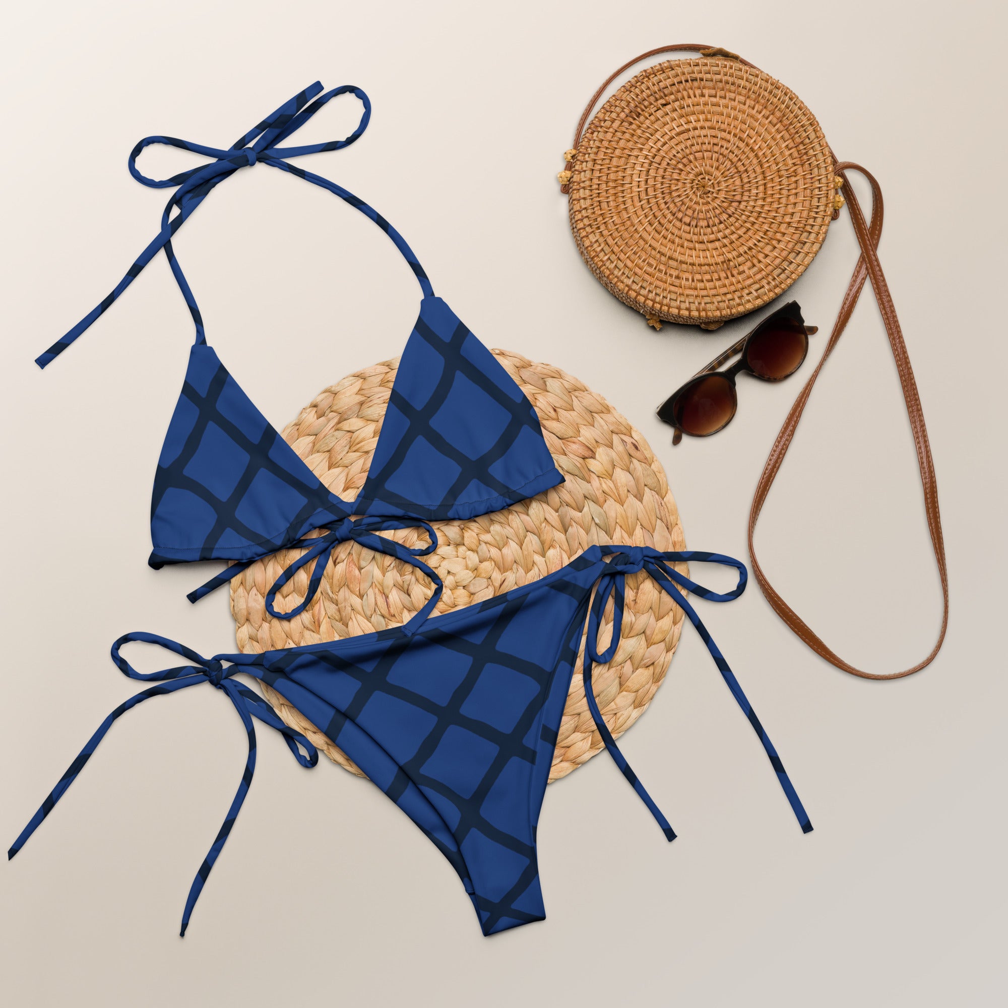 Blue Fencework Vibes String Bikini