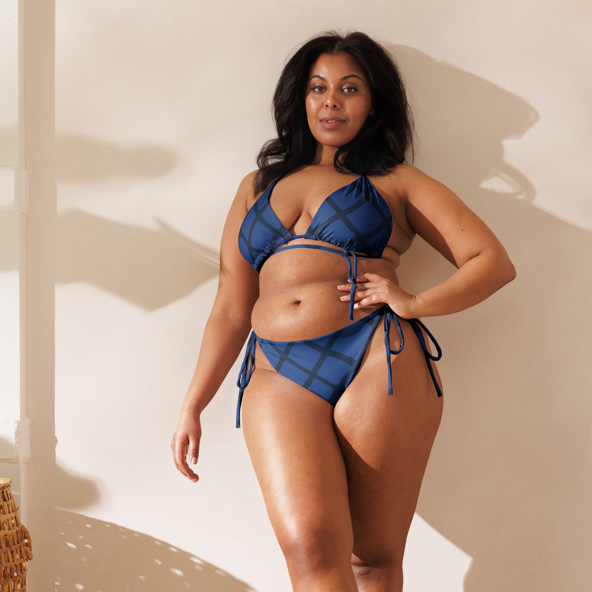 Blue Fencework Vibes String Bikini