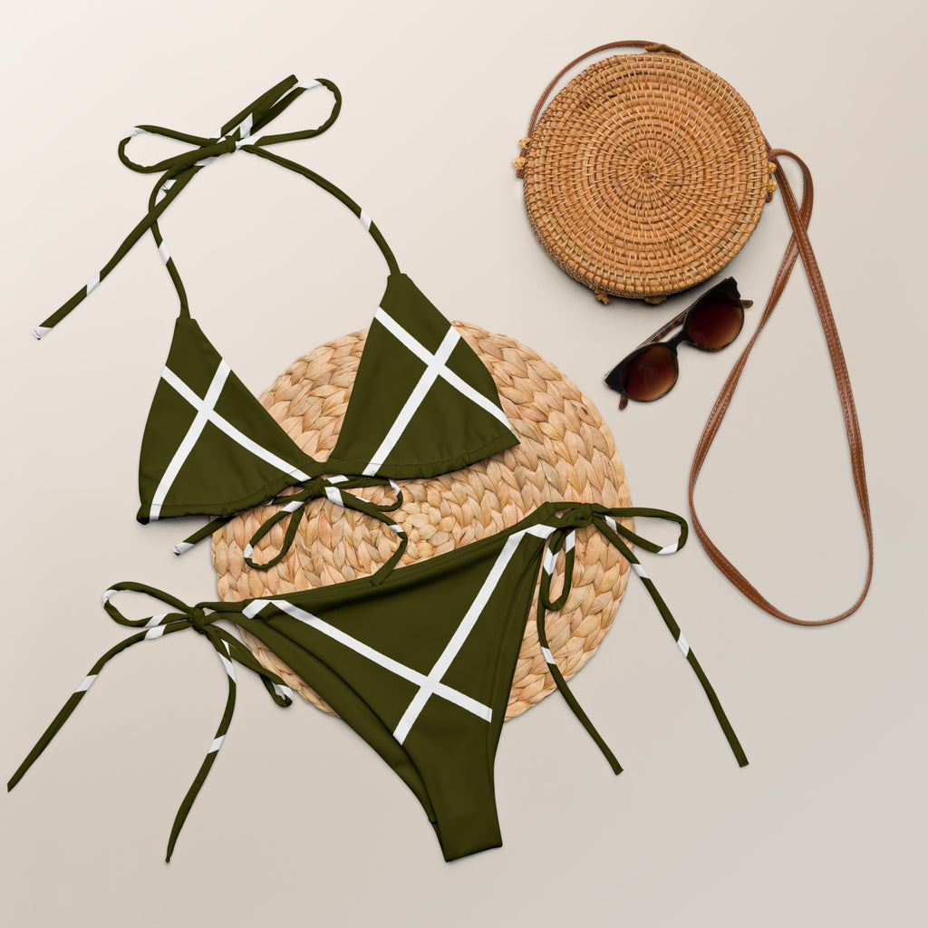 Olive Green Love Recycled String Bikini