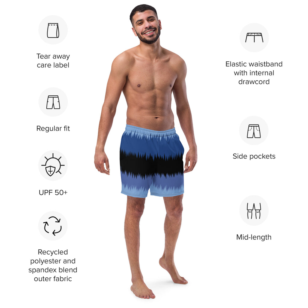 Blues and Black Recycled Swim Trunks