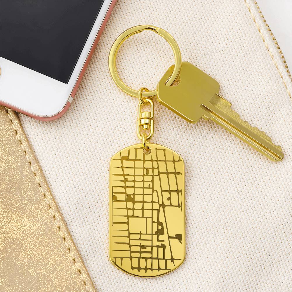 Engraved Dog Tag Map Keychain