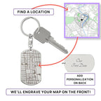 Engraved Dog Tag Map Keychain