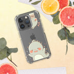 Phone case with a cute design on a yellow surface with fruit and leaves