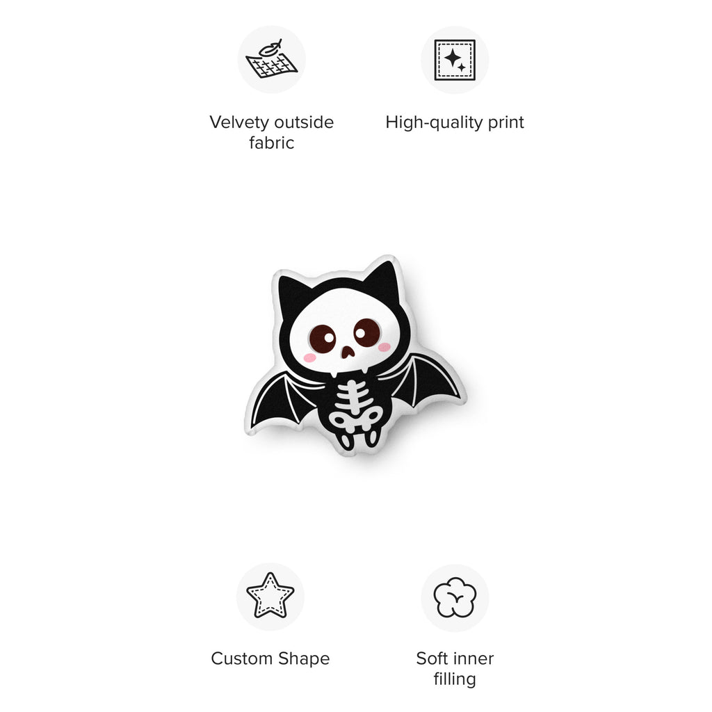 Kawaii Skeleton Bat-shaped pillow