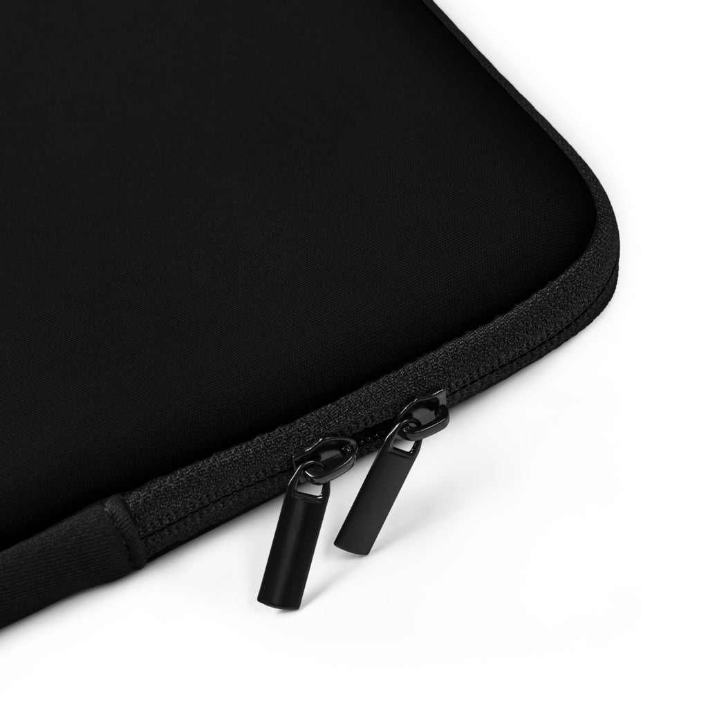 Black laptop sleeve with zipper on a white background