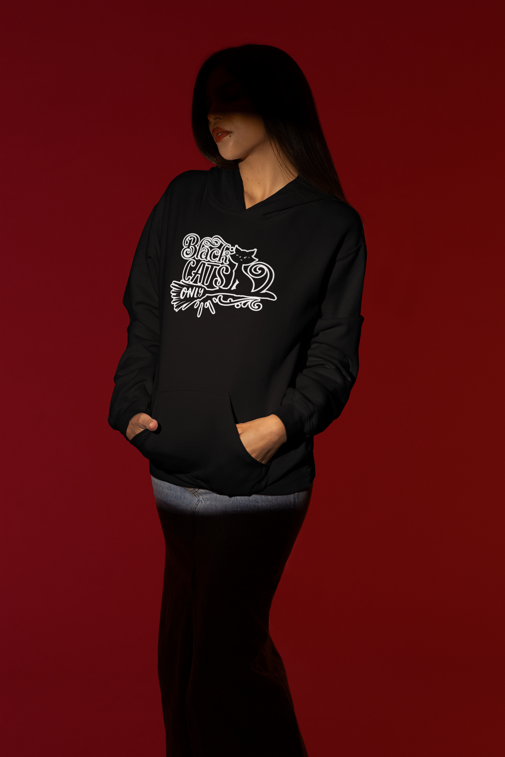 Black Cats Only, with right arm print Hoodie