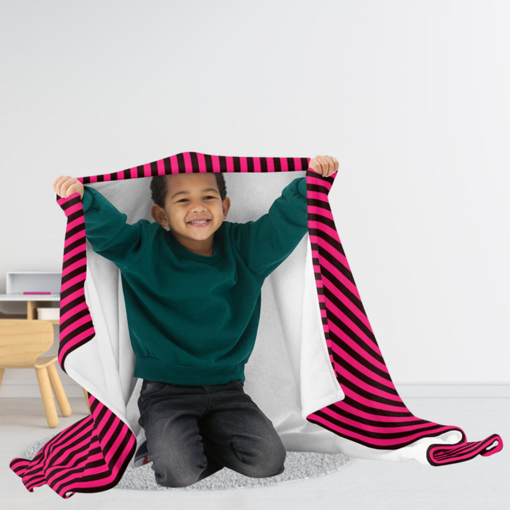 Pink and Black Stripe Throw Blanket