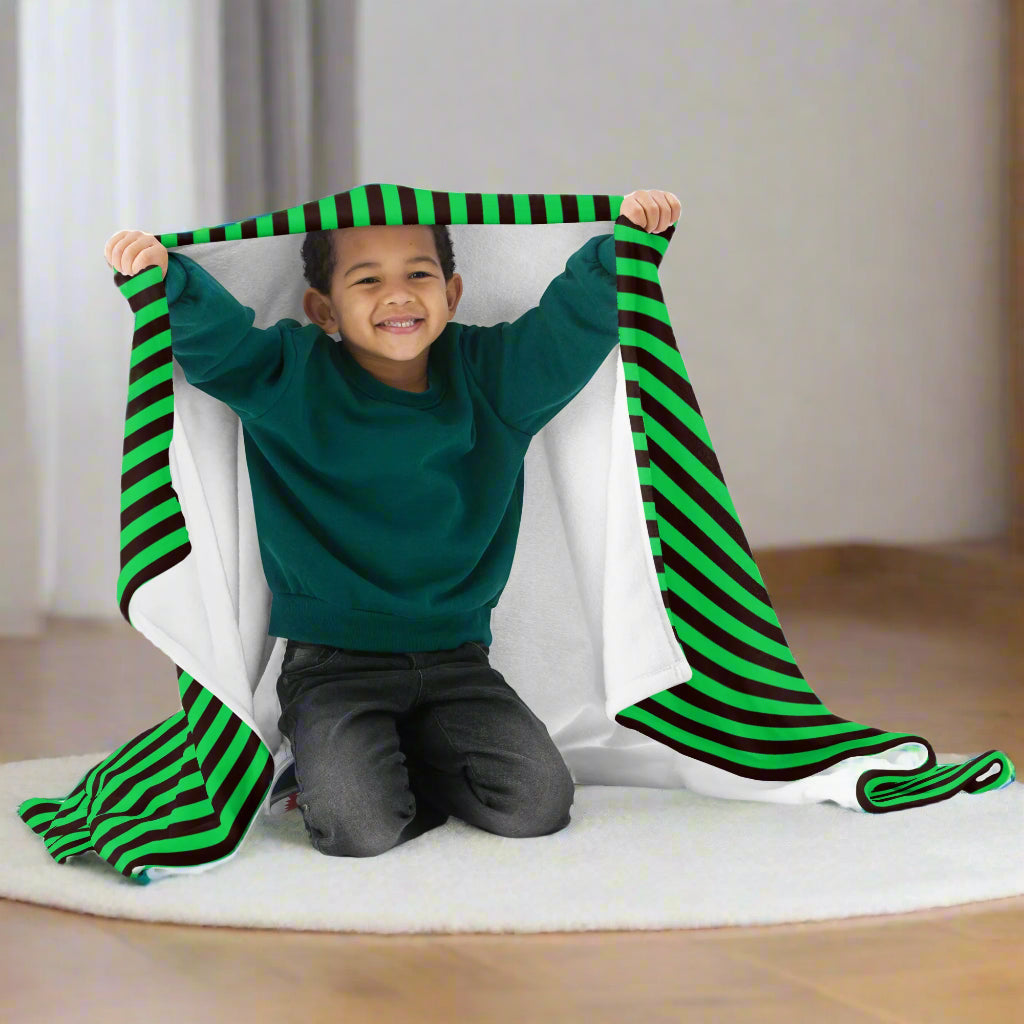 Green and Black Stripe Throw Blanket