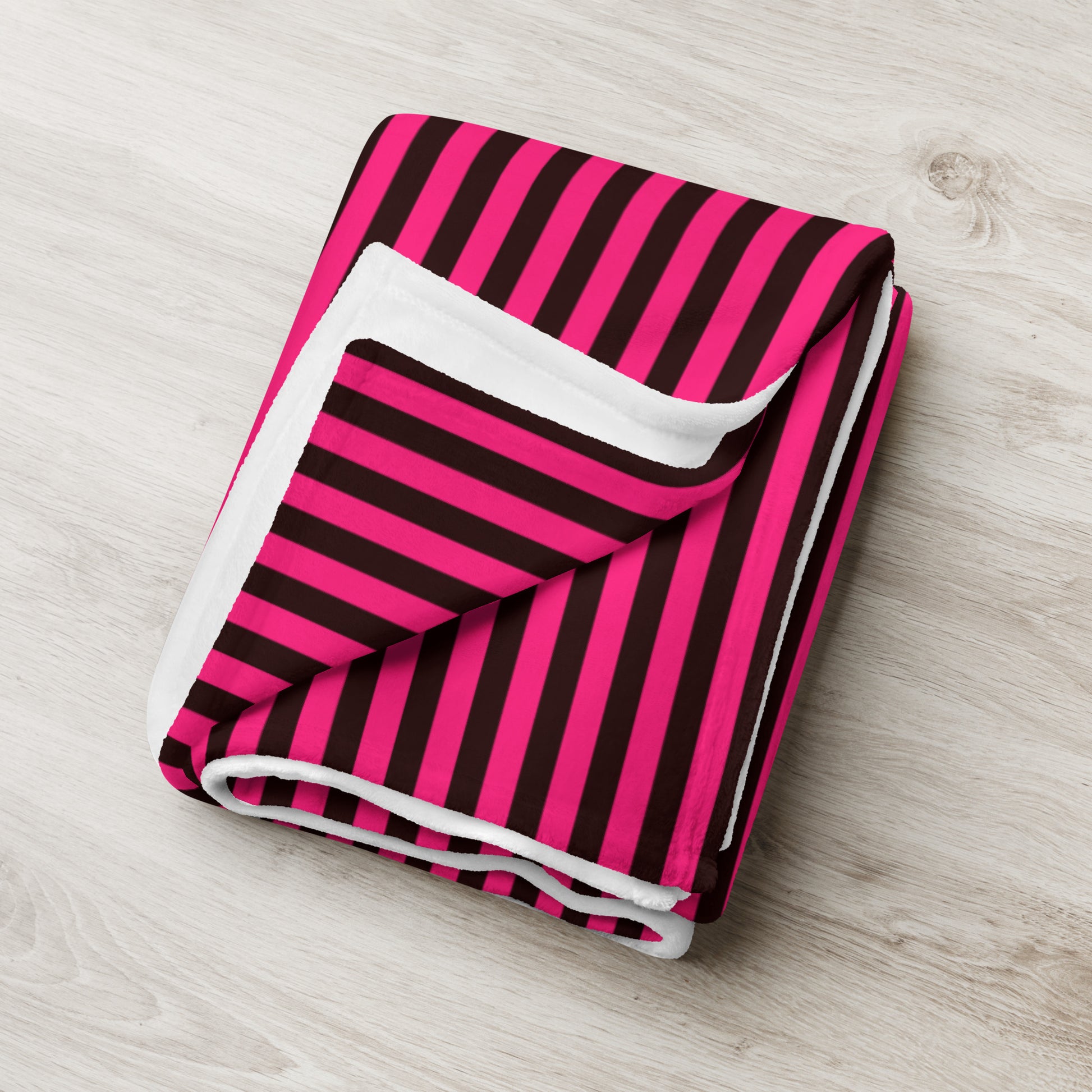 Pink and Black Stripe Throw Blanket