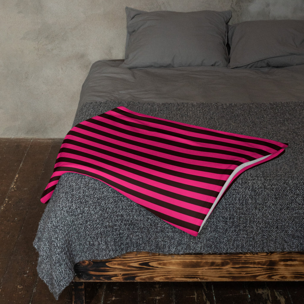 Pink and Black Stripe Throw Blanket