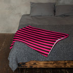 Pink and Black Stripe Throw Blanket