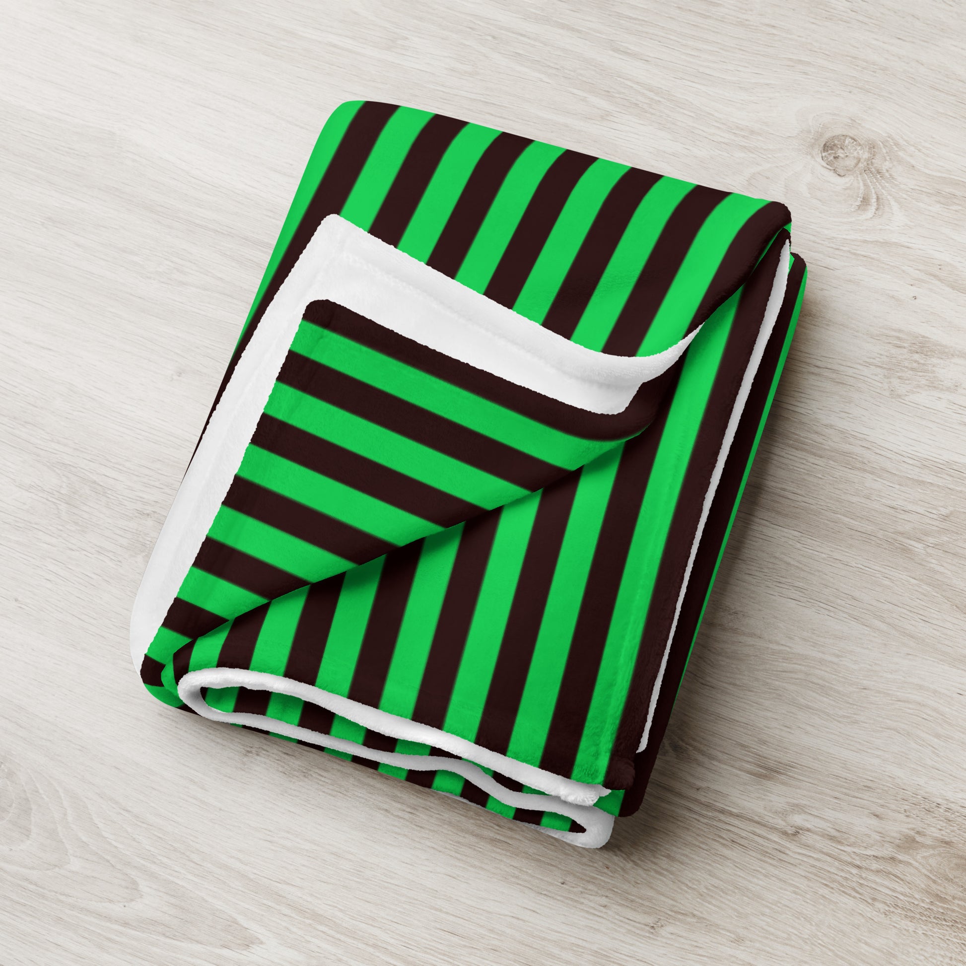 Green and Black Stripe Throw Blanket
