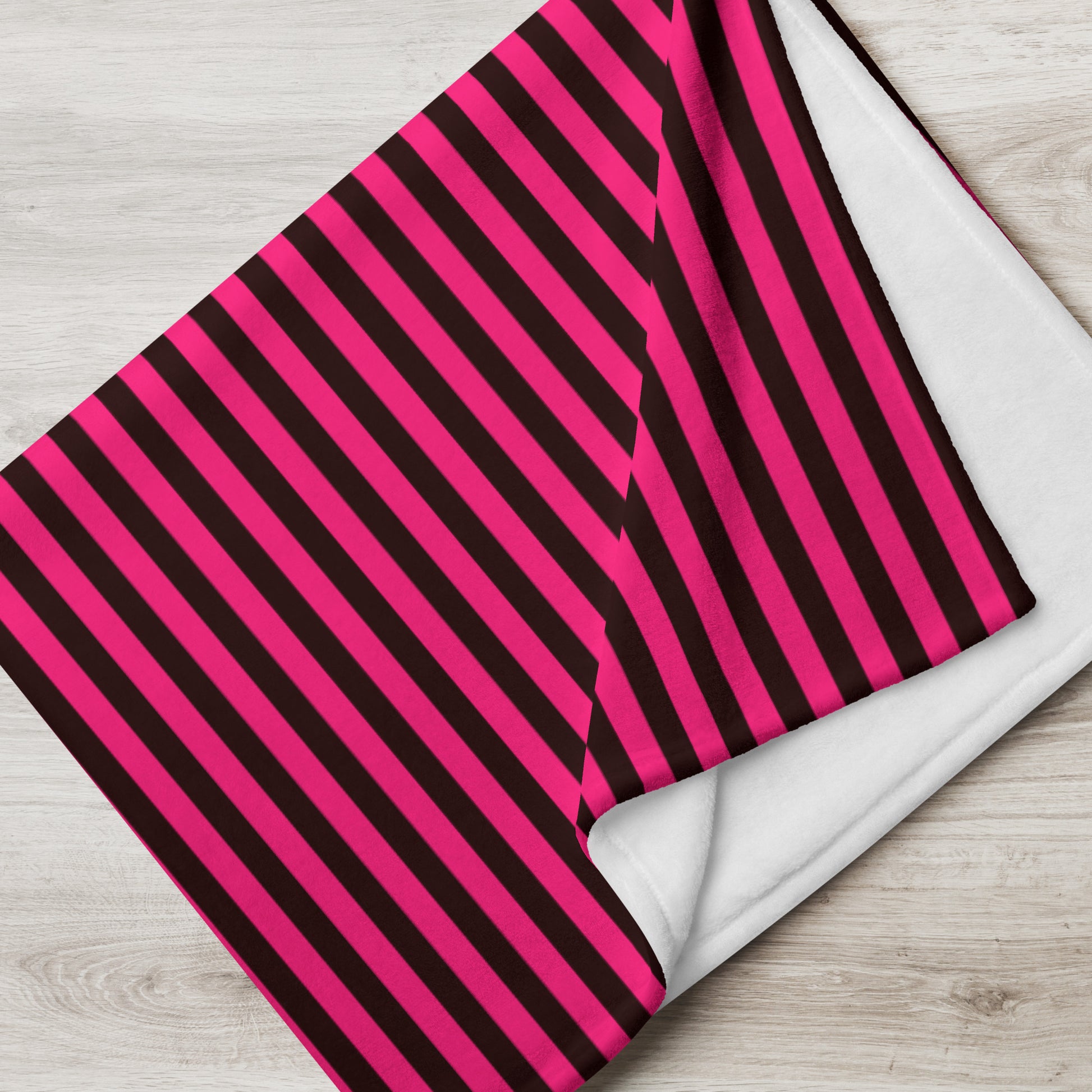 Pink and Black Stripe Throw Blanket