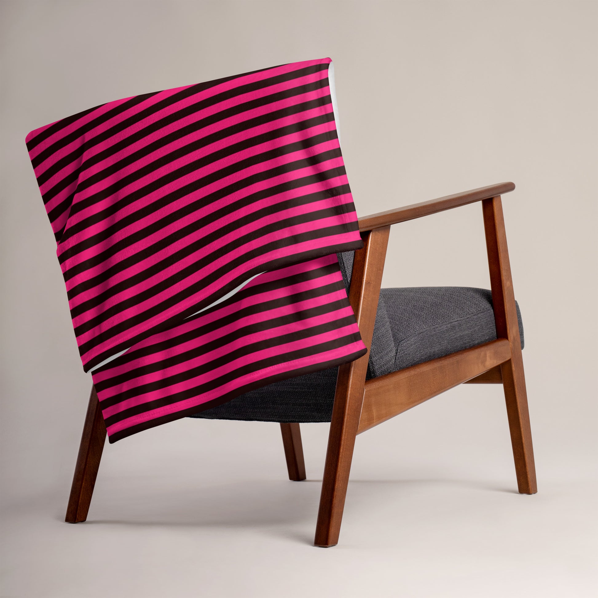 Pink and Black Stripe Throw Blanket