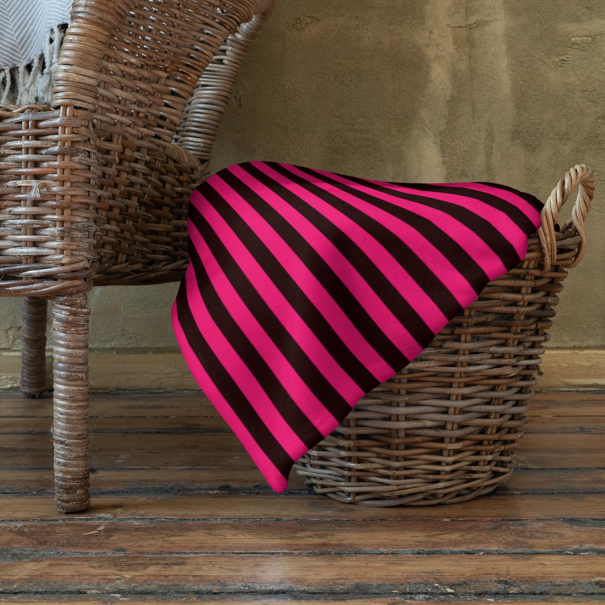Pink and Black Stripe Throw Blanket