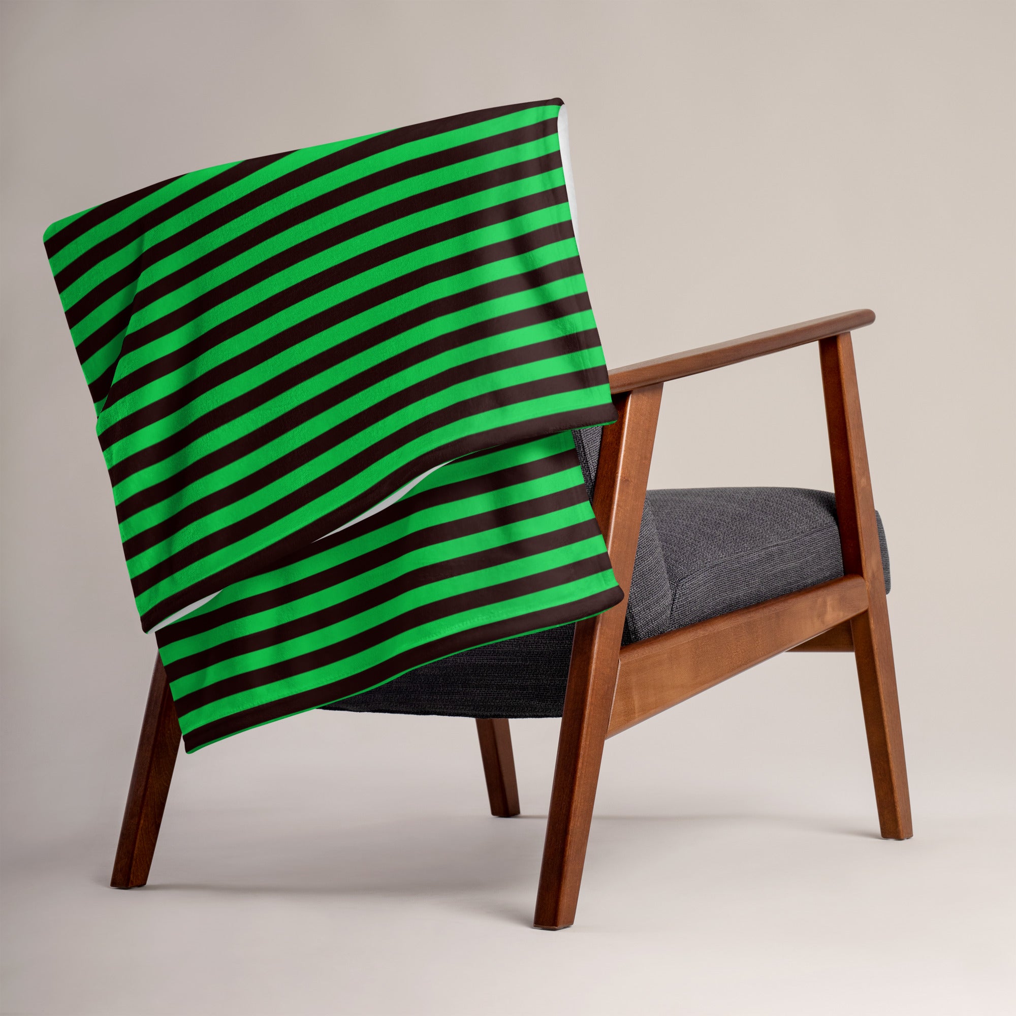 Green and Black Stripe Throw Blanket