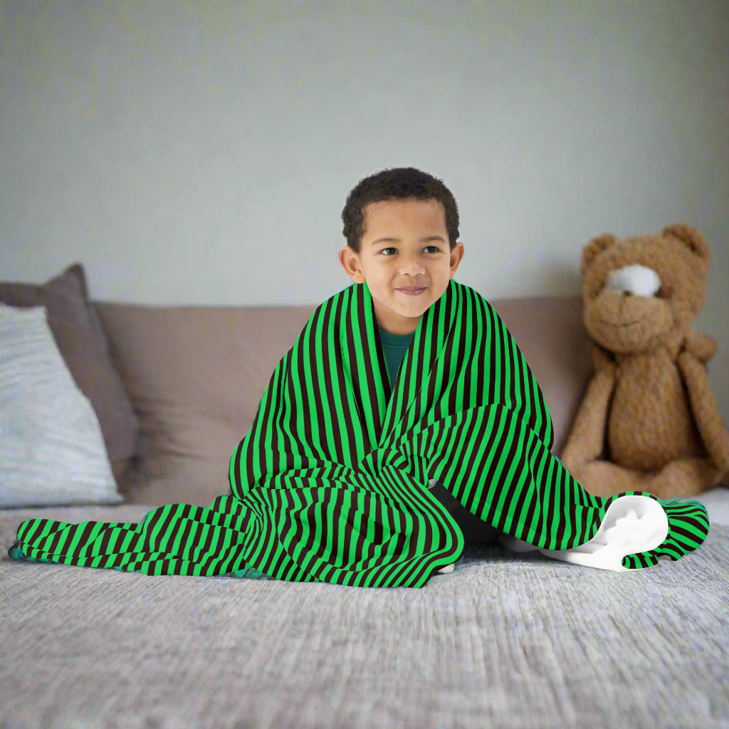 Green and Black Stripe Throw Blanket