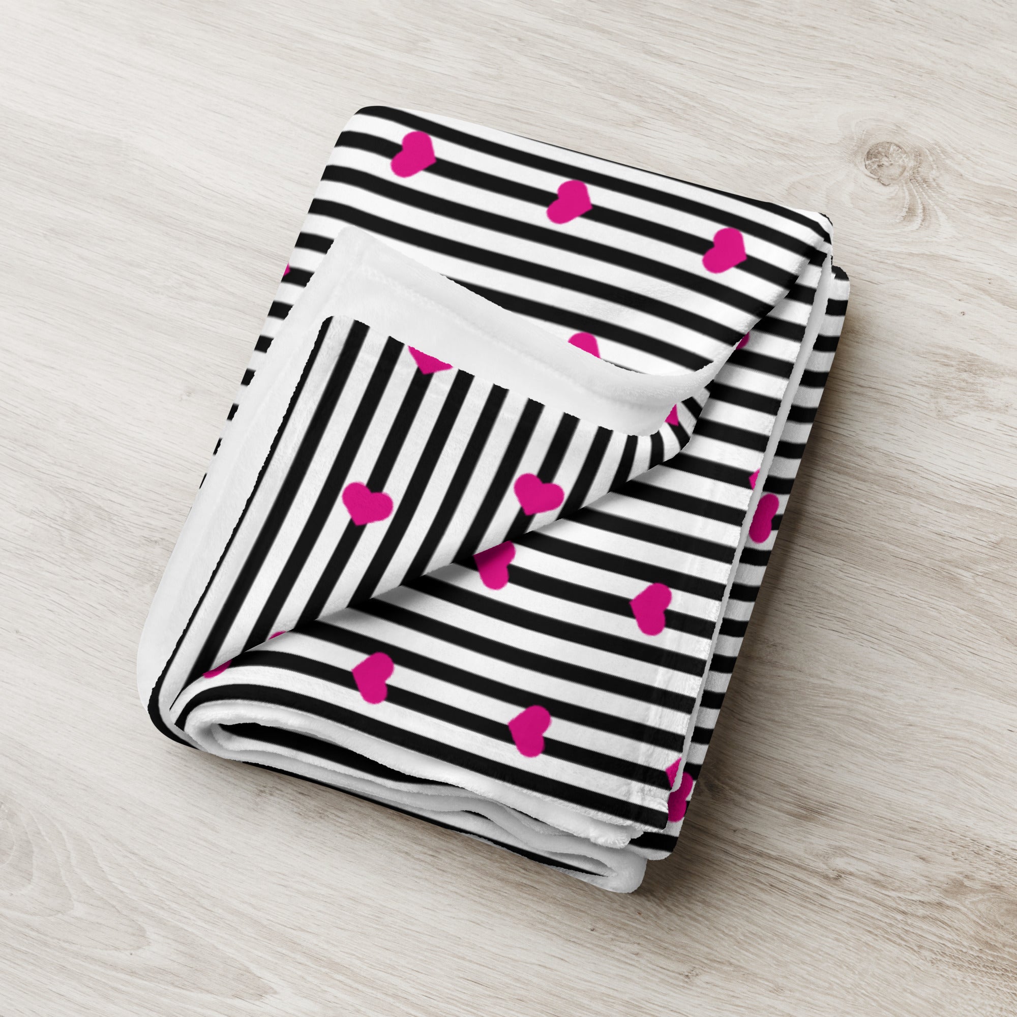 Striped Hearts Throw Blanket