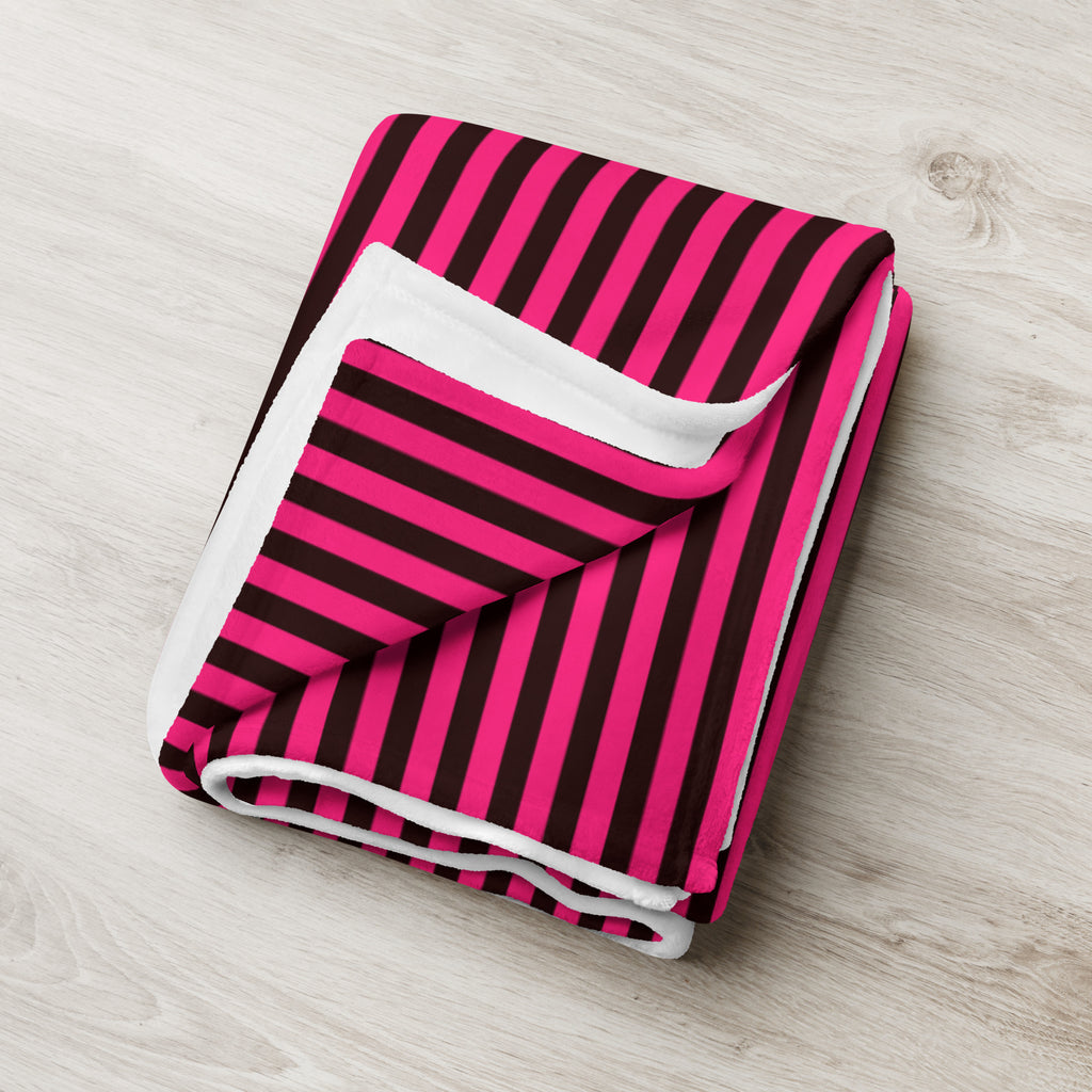 Pink and Black Stripe Throw Blanket