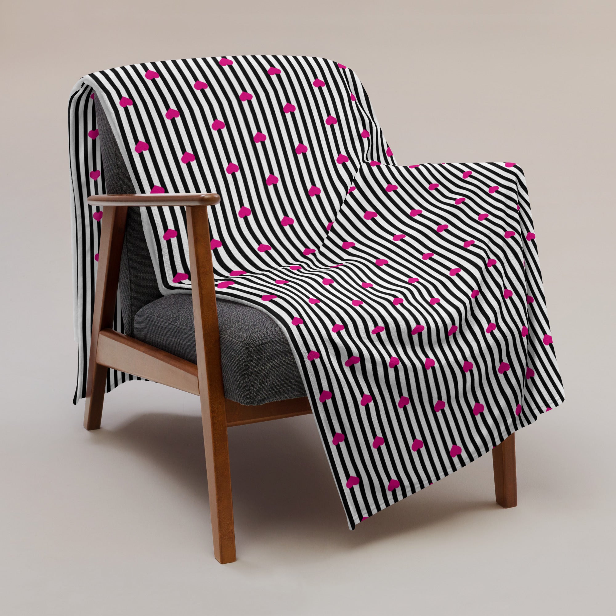 Striped Hearts Throw Blanket