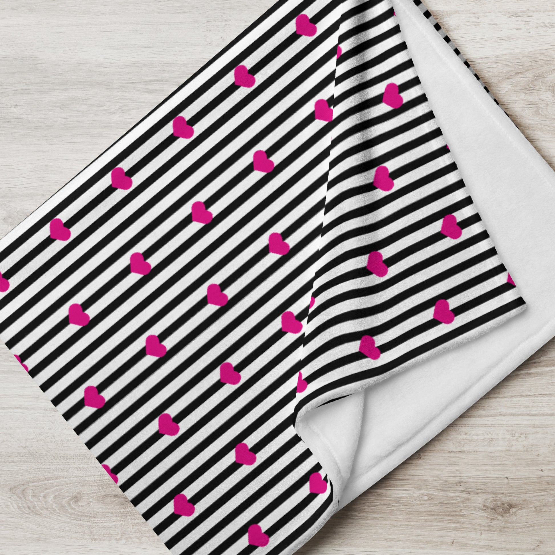 Striped Hearts Throw Blanket