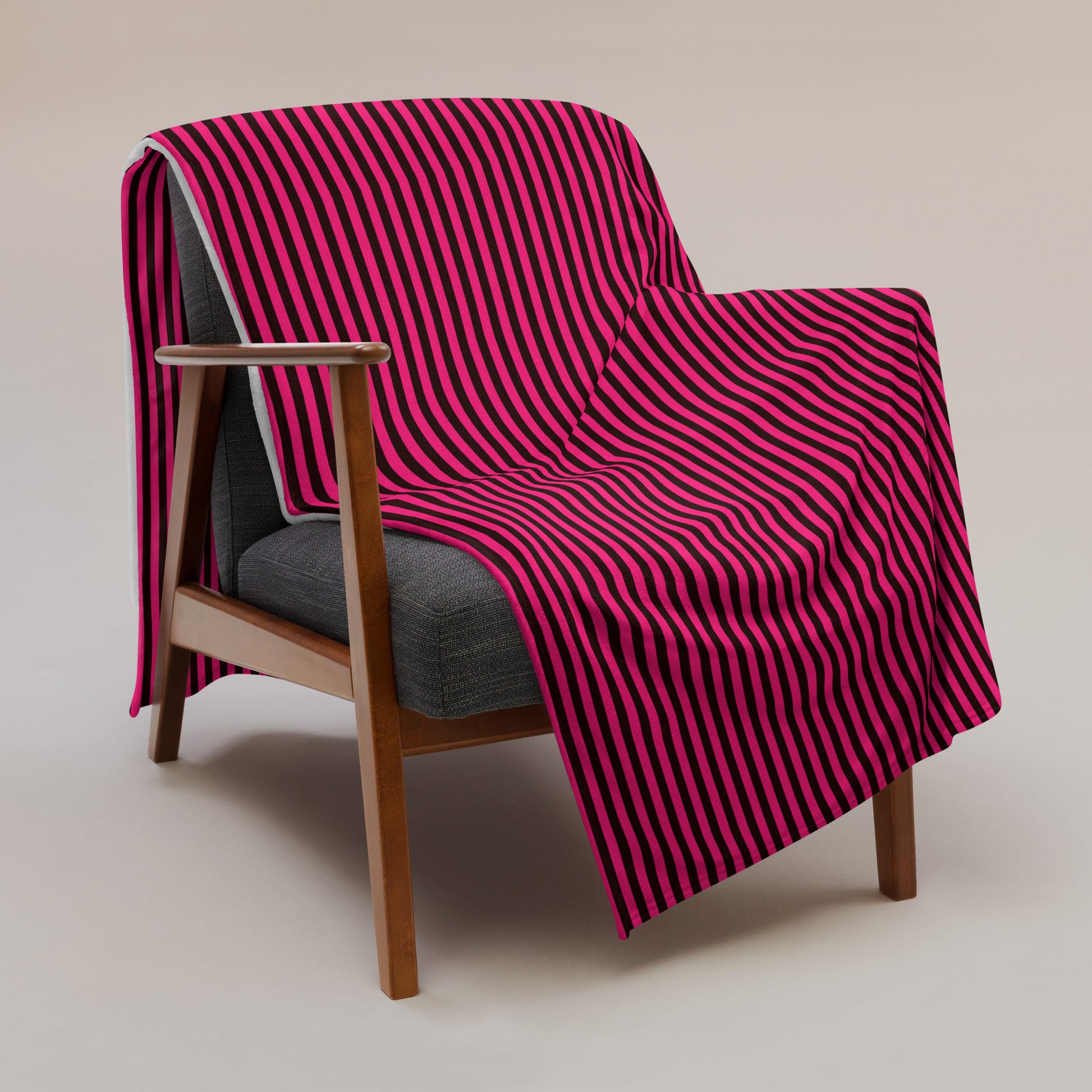 Pink and Black Stripe Throw Blanket