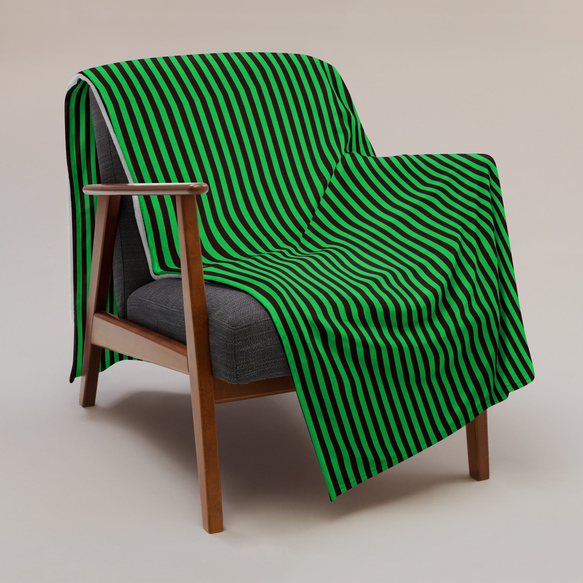 Green and Black Stripe Throw Blanket