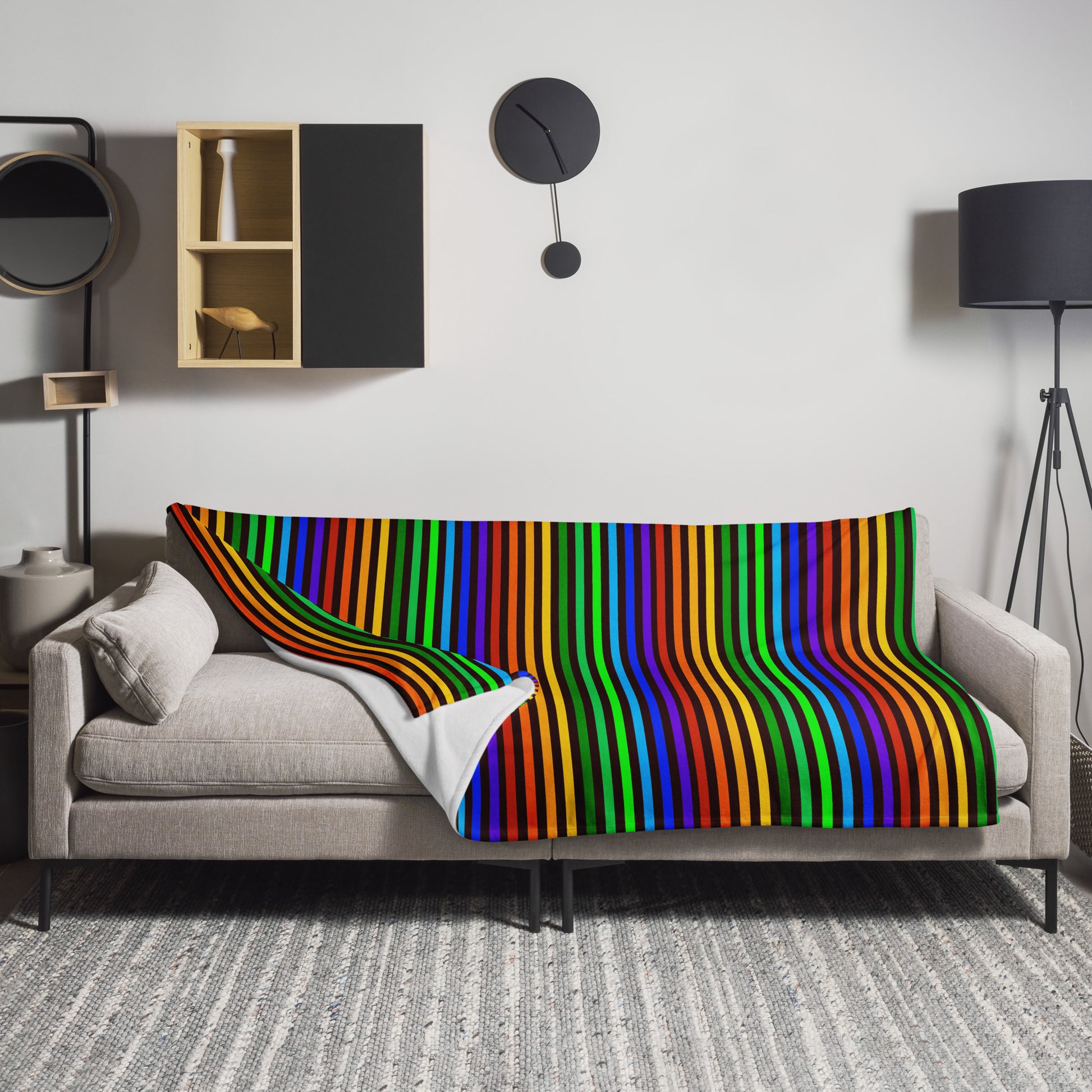Rainbow Stripe Throw Blanket