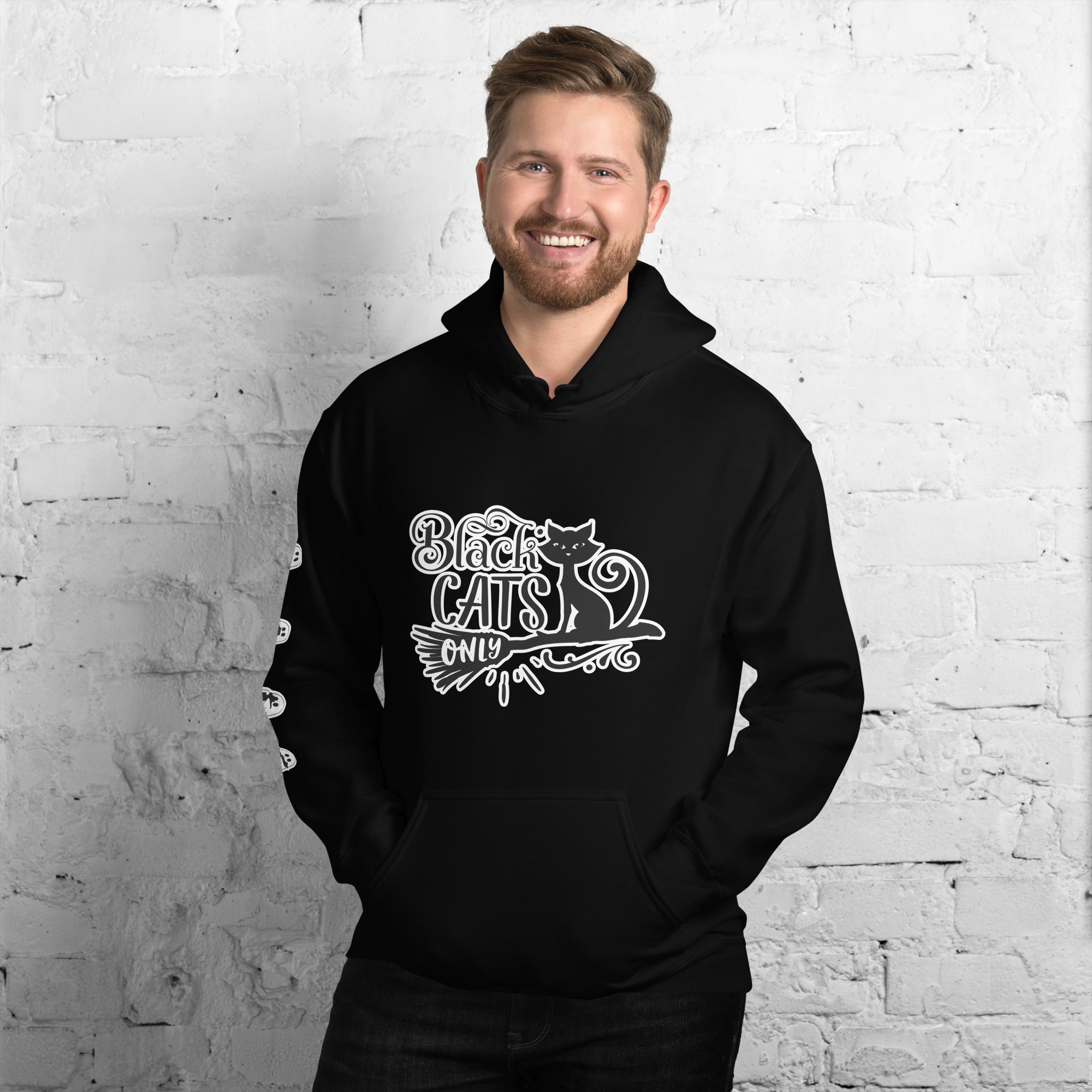 Black Cats Only, with right arm print Hoodie