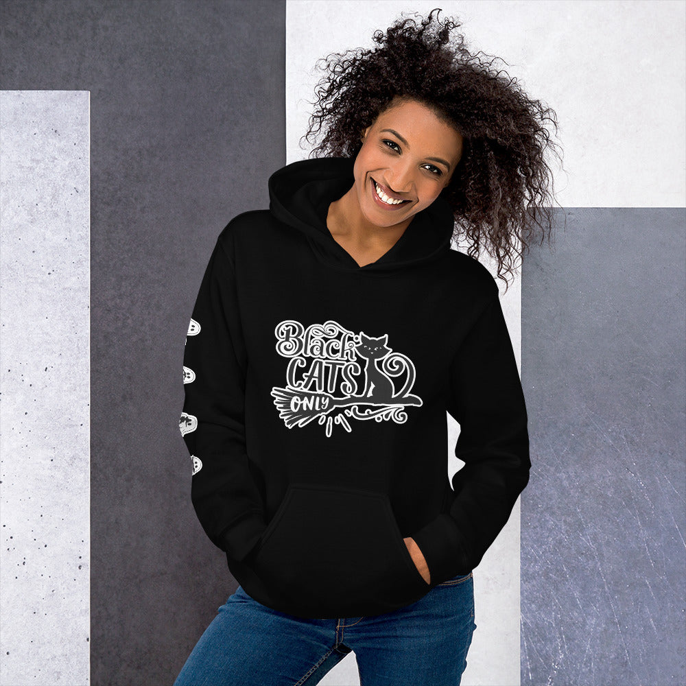 Black Cats Only, with right arm print Hoodie