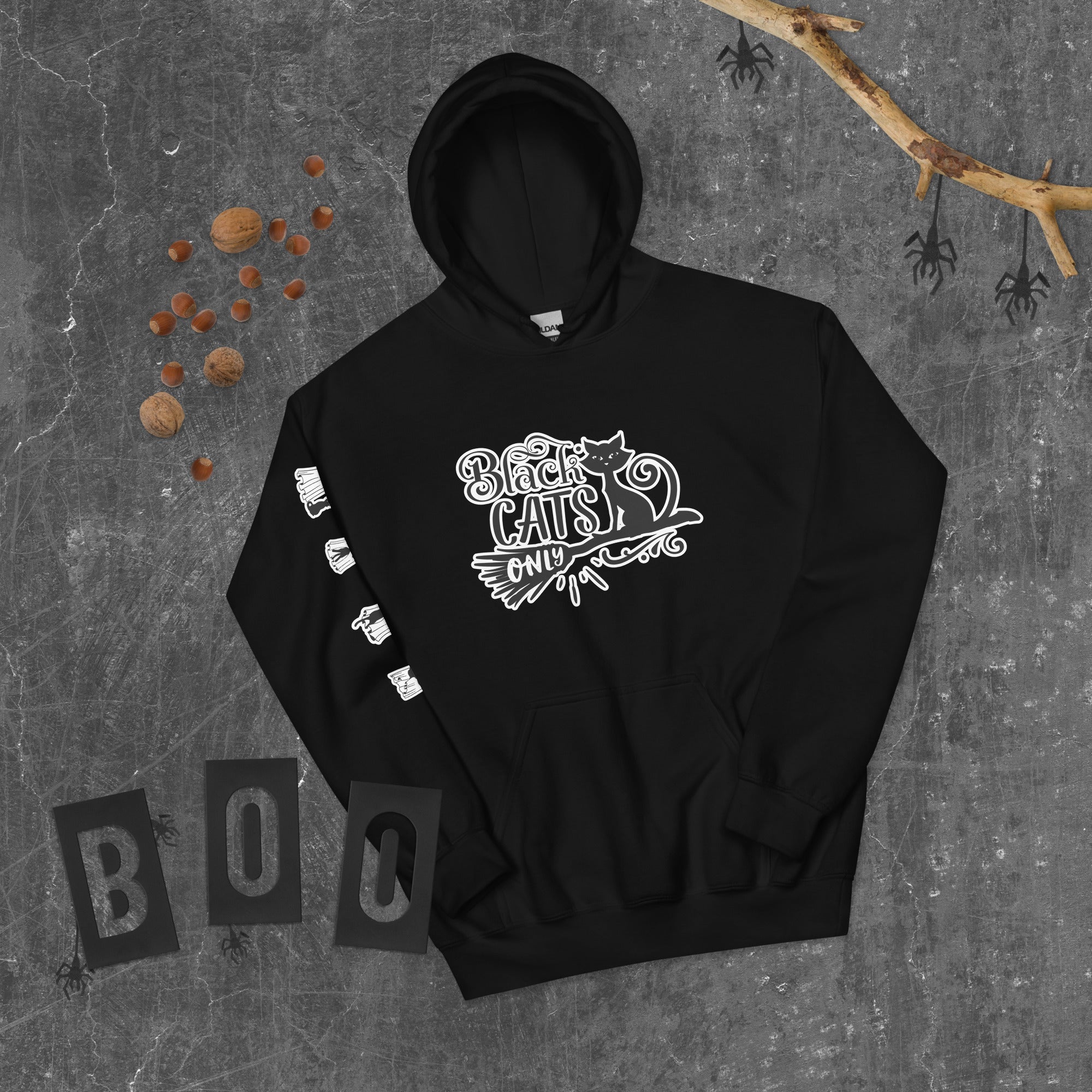 Black Cats Only, with right arm print Hoodie