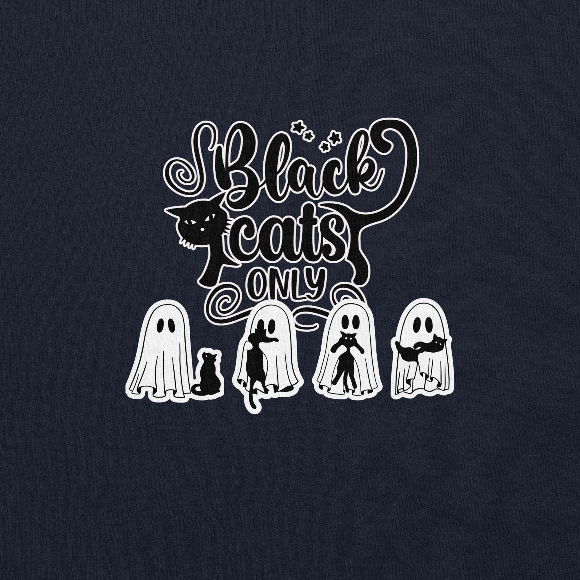 Black Cats Only, front side only version Unisex Hoodie